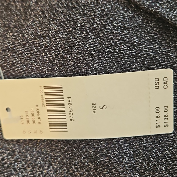 Anthropologie V Neck Woven-Sleeve Twofer Black Sweater Sparkly - Picture 7 of 8